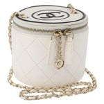 Chanel CC Round Vanity Case with Chain Quilted Lambskin Mini - image 1