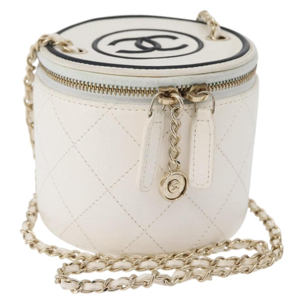 Chanel CC Round Vanity Case with Chain Quilted Lambskin Mini - image 1