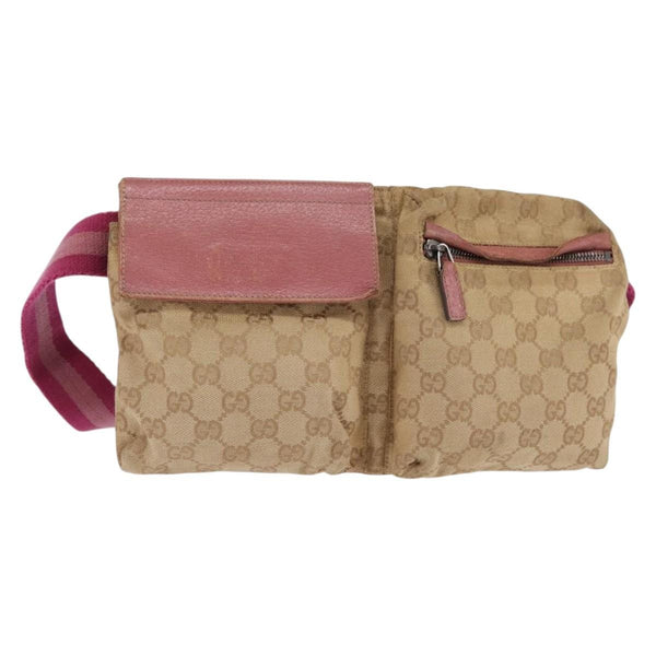 Gucci Vintage Double Belt Bag GG Canvas with Leather Small - image 1
