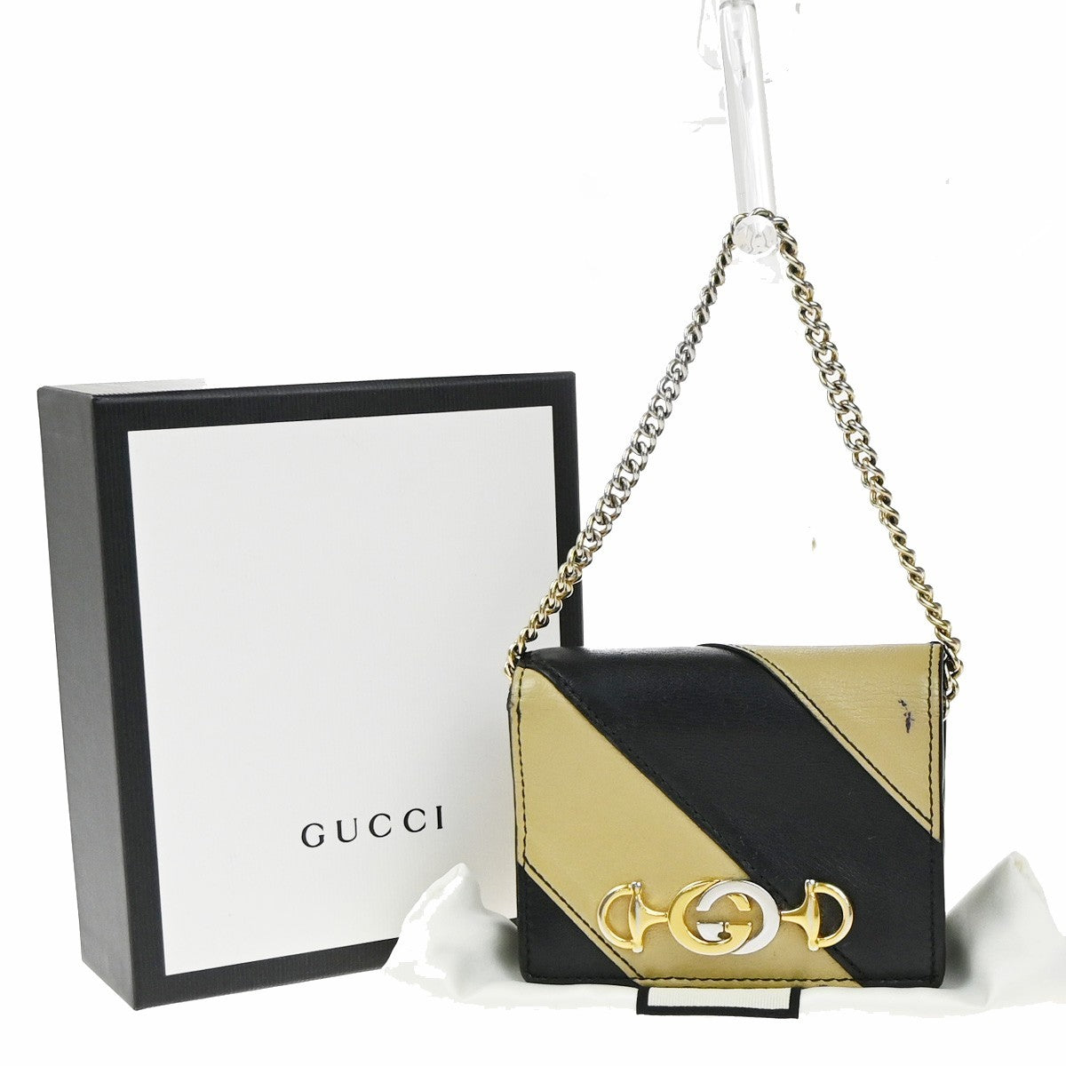 Gucci Zumi Chain Card Case Diagonal Quilted Leather - image 1