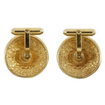 Chanel Vintage Logo Round Cufflinks Plated Gold - image 2