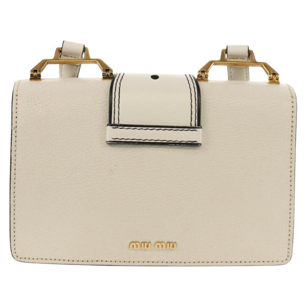 Miu Miu Madras Crystal Buckle Shoulder Bag Leather Small