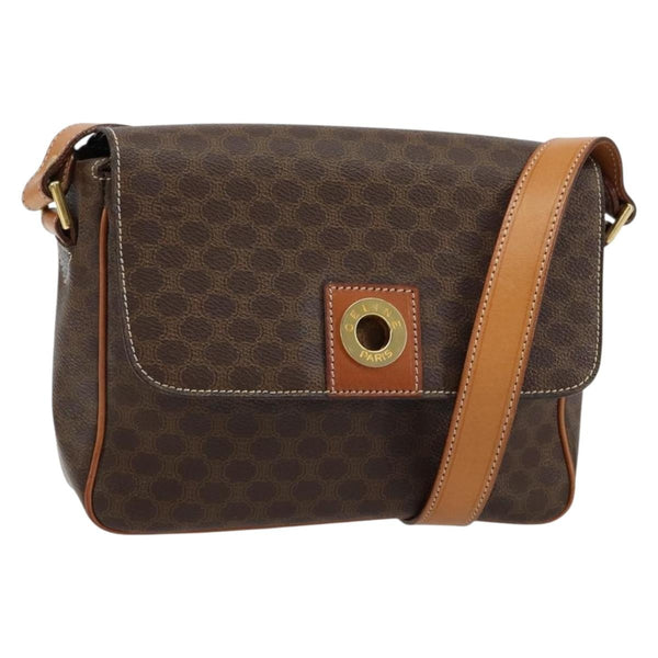 Celine Vintage Macadam Circle Logo Shoulder Bag Canvas and Leather - image 1
