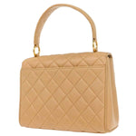 Chanel Vintage Top Handle Flap Bag Quilted Lambskin Small - image 2