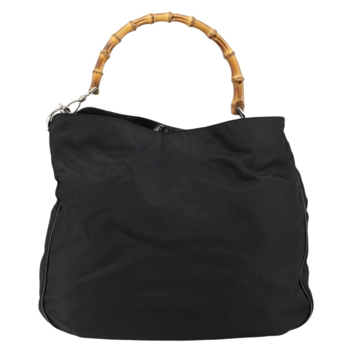Gucci Vintage Bamboo Handle Open Hobo Nylon Medium - image 1