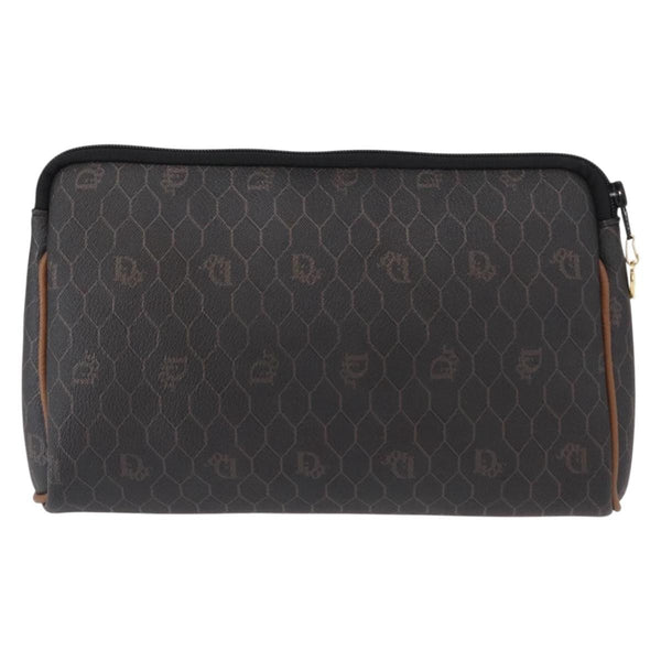 Christian Dior Vintage Honeycomb Zip Pouch Coated Canvas Medium