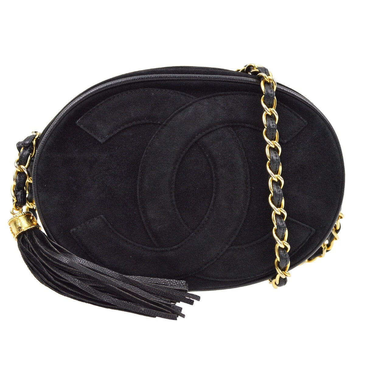 Chanel CC Mark Round chain black suede mini - image 1