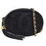 Chanel CC Mark Round chain black suede mini - image 1