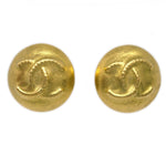 Chanel Vintage CC Round Button Clip-On Earrings Metal - image 1