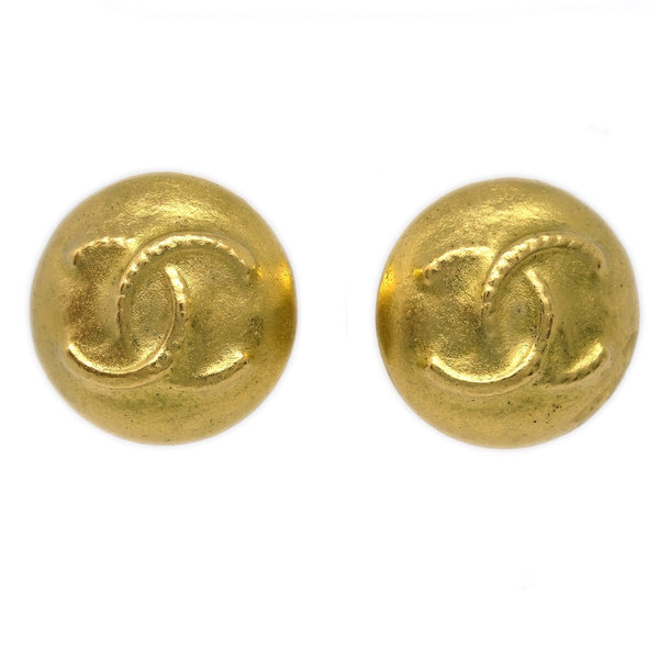 Chanel Vintage CC Round Button Clip-On Earrings Metal - image 1