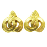 Chanel Vintage CC Heart Clip-On Earrings Metal Small - image 1