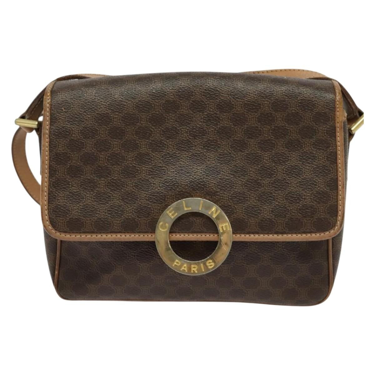 Celine Vintage Macadam Circle Logo Shoulder Bag Canvas and Leather - image 1
