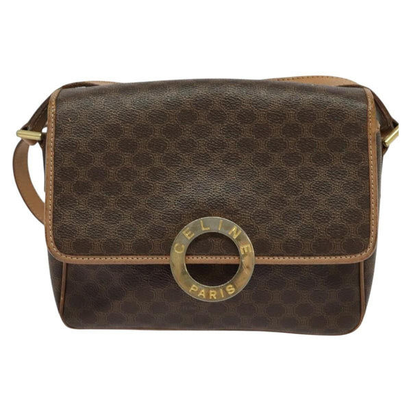 Celine Vintage Macadam Circle Logo Shoulder Bag Canvas and Leather - image 1