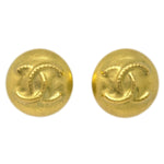 Chanel Vintage CC Round Clip-On Earrings Metal Small - image 1