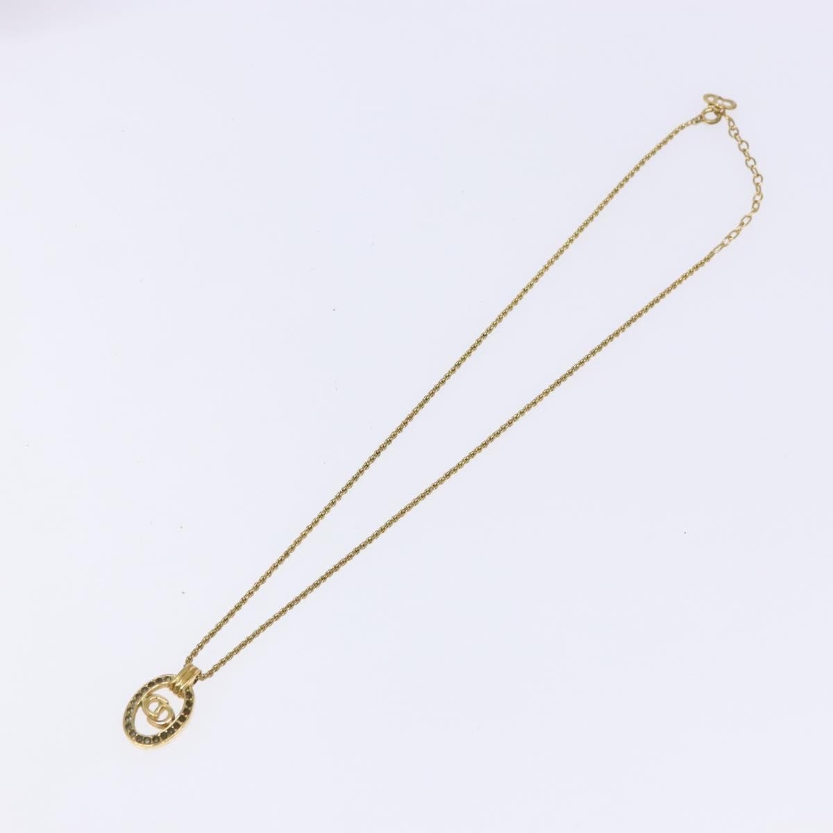 Christian Dior CD Round Pendant Necklace Metal and Crystals - image 1