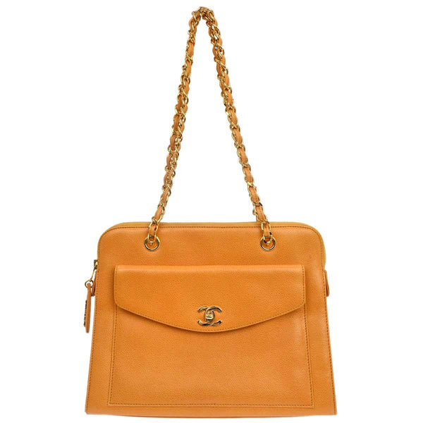 Chanel Vintage Front Pocket Shoulder Bag Leather Medium - image 1