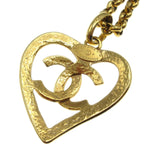 Chanel CC Heart Pendant Necklace Metal - image 3