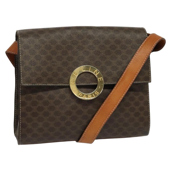 Celine Vintage Macadam Circle Logo Shoulder Bag Canvas and Leather - image 1