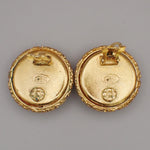 Chanel Vintage CC Logo Round Clip-on Earrings Metal with Crystals - image 5