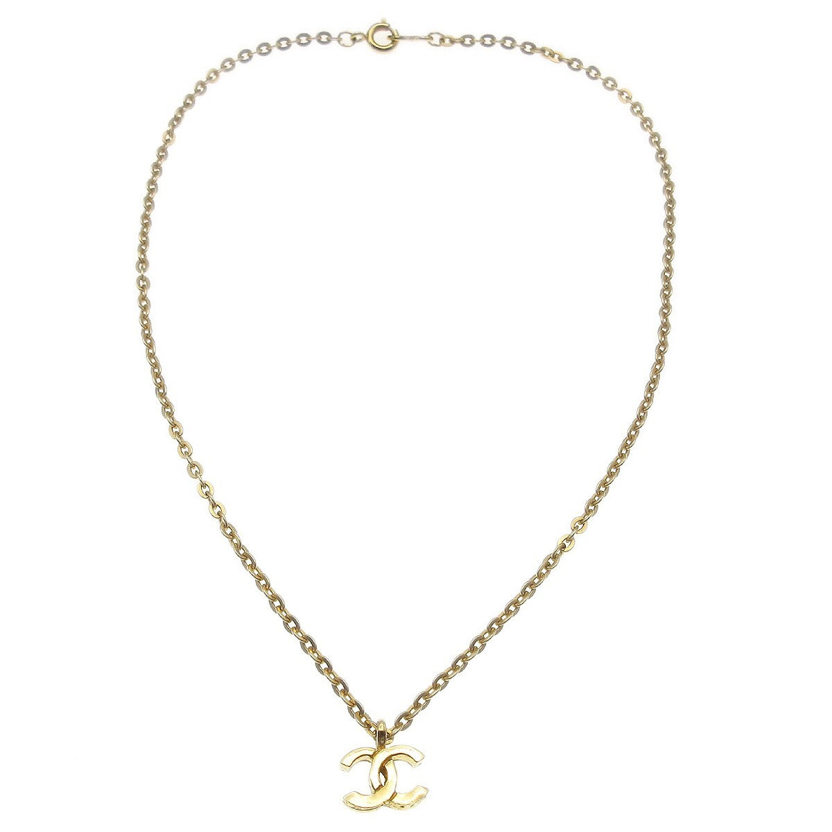 Chanel Vintage CC Pendent Necklace Plated Metal - image 1