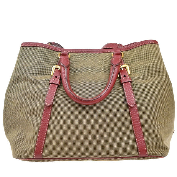 Prada Logo Convertible Tote Canvas with Leather Medium