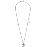 Chanel CC Chain Necklace Metal with Faux Pearls - image 1
