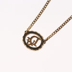 Christian Dior Vintage Logo Round Pendant Necklace Metal and Crystals - image 4