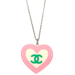 Chanel CC Heart Pendant Necklace Metal and Enamel - image 2