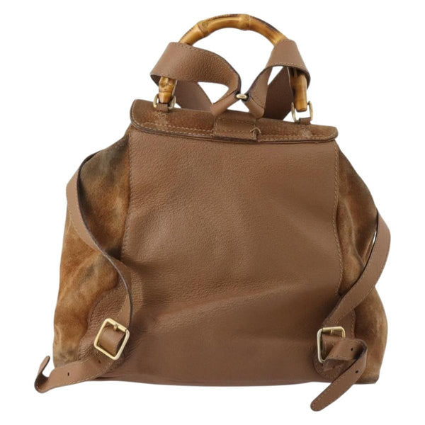 Gucci Vintage Bamboo Backpack Suede and Leather