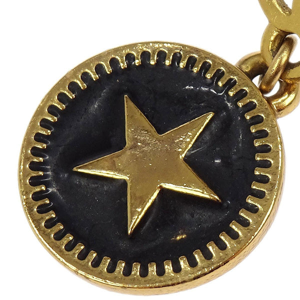 Chanel CC Star Round Drop Earrings Metal with Resin