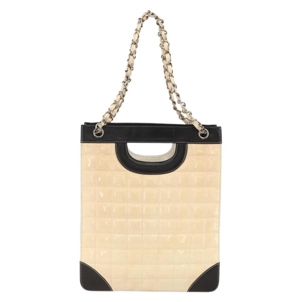 Chanel Chocolate Bar Shopping Tote Quilted Patent Large