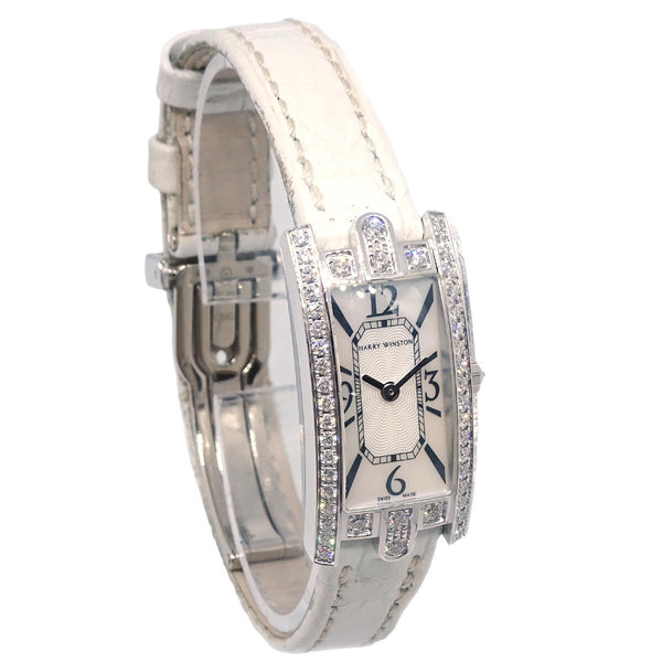 Harry Winston Avenue C Quartz Watch White Gold and Alligator with Diamond Bezel and Mother of Pearl 19 - image 1