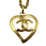 Chanel CC Heart Pendant Necklace Metal - image 2