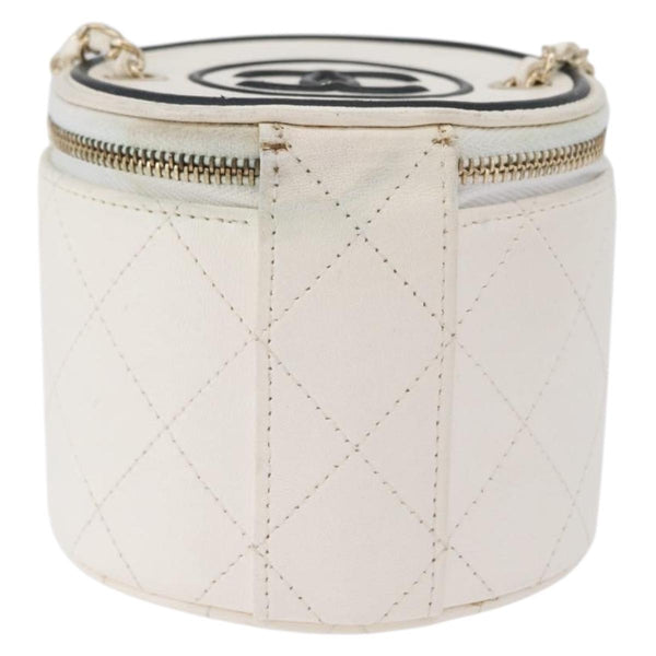 Chanel CC Round Vanity Case with Chain Quilted Lambskin Mini