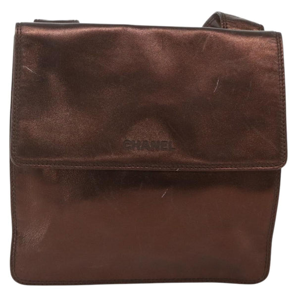 Chanel Vintage Logo Flap Messenger Bag Leather Medium - image 1