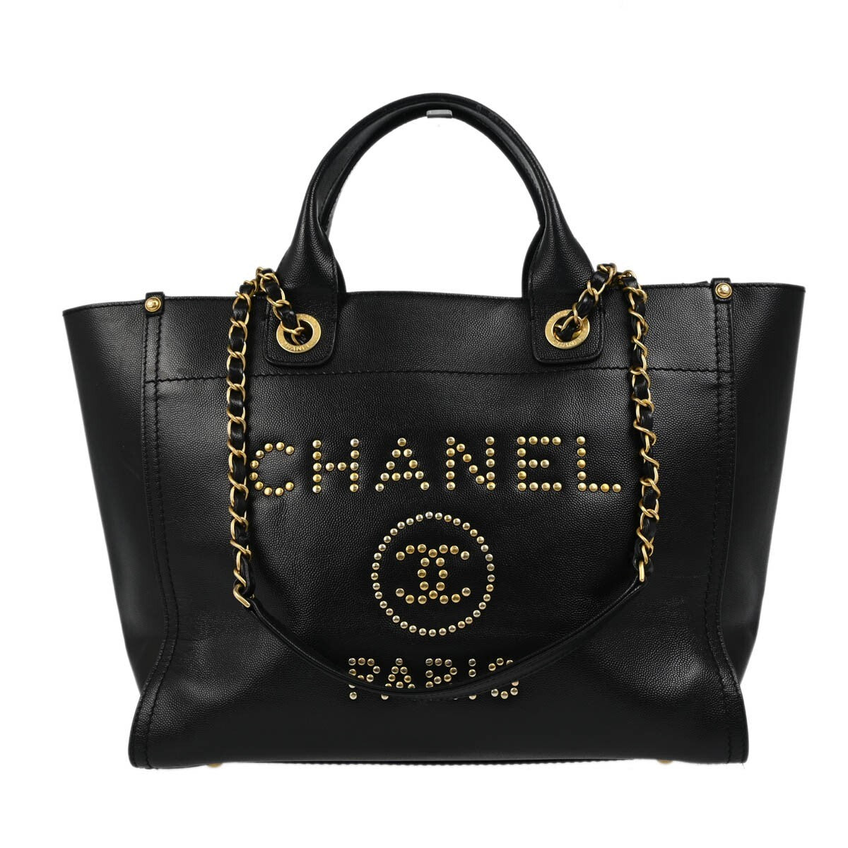 Chanel Deauville Tote Studded Caviar Medium - image 1