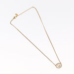 Christian Dior Vintage Logo Round Pendant Necklace Metal and Crystals - image 1