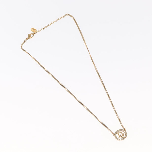 Christian Dior Vintage Logo Round Pendant Necklace Metal and Crystals - image 1