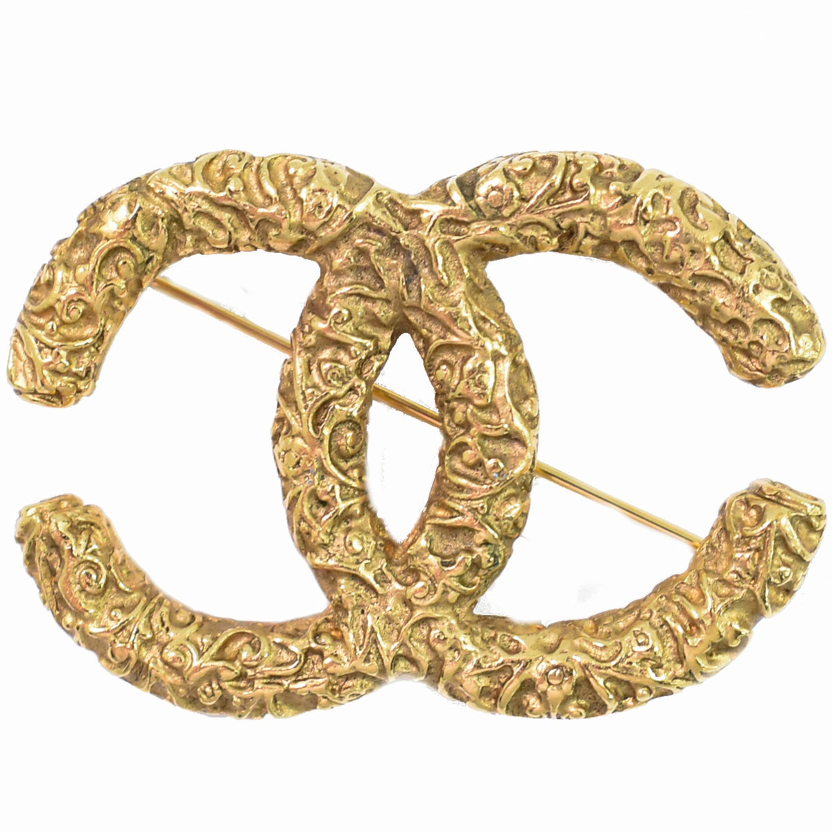 Chanel CC Brooch Textured Metal - image 1