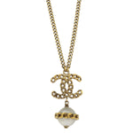 Chanel CC Chain Necklace Metal with Faux Pearls - image 2