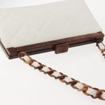 Chanel Wooden Frame Striped Shoulder Bag Leather - image 15