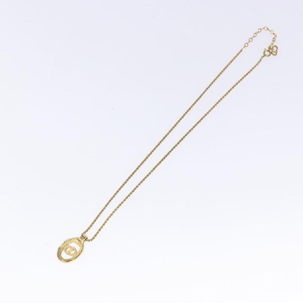 Christian Dior CD Round Pendant Necklace Metal and Crystals