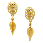 Chanel CC Oval Tag Drop Hoop Earrings Metal - image 1