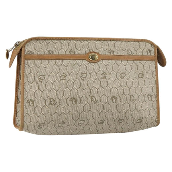 Christian Dior Vintage Honeycomb Zip Pouch Canvas and Leather - image 1