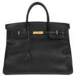 Hermes Birkin Handbag Black Ardennes with Gold Hardware 40 - image 1