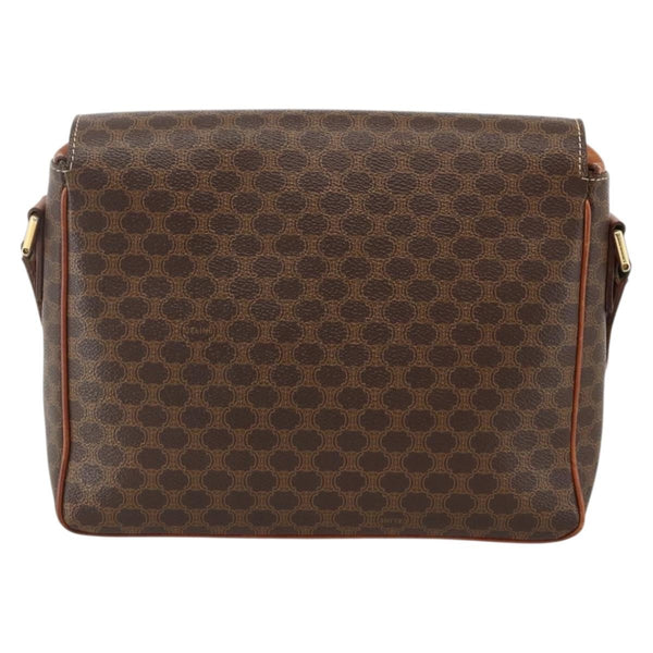Celine Vintage Macadam Circle Logo Shoulder Bag Canvas and Leather