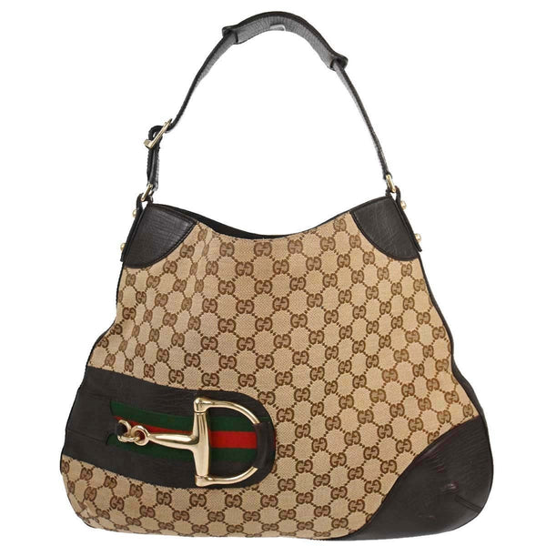 Gucci Vintage Horsebit Shoulder bag Canvas - image 1