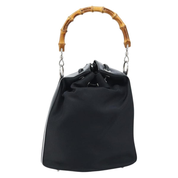 Gucci Vintage Bamboo Bucket Bag Nylon and Leather Small