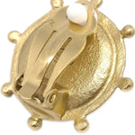 Chanel Vintage Round Clip-On Earrings Metal with Faux Pearl - image 3