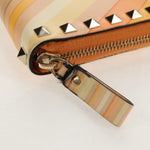 Valentino Garavani Rockstud Zip Around Wallet Striped Leather - image 12